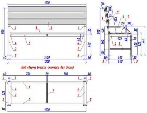 Лавочка из профильной трубы. Скамейка на металлическом каркасе 02 Лавочка из профильной трубы. Скамейка на металлическом каркасе 02