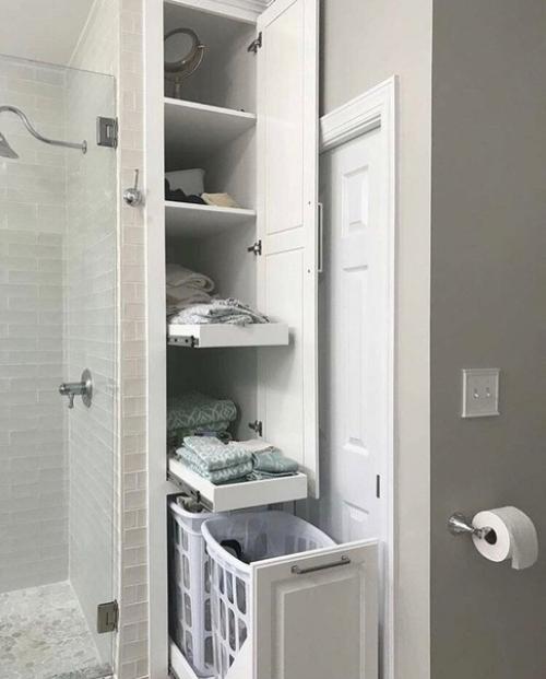 Удобные ящички и ниши в санузле для хранения различных мелочей. 01