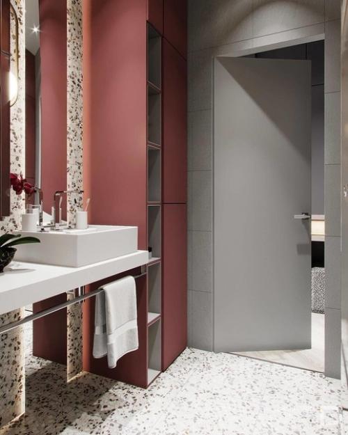 Насыщенная цветовая гамма в дизайне санузла. 03