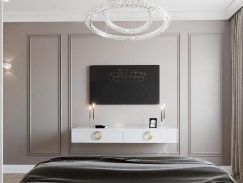 Проект спальни в сером цвете.