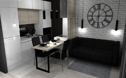 Дизайн квартиры - студии в современном стиле. 01