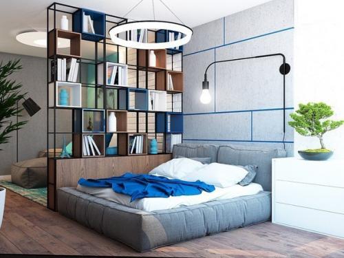 Вариант оформления однокомнатной квартиры с яркими акцентами. 03