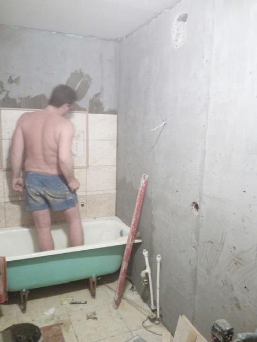 Процесс проведения ремонта в нашей ванной комнаты. 02