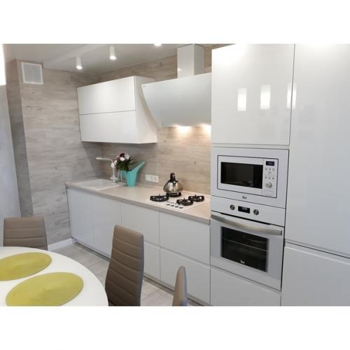 Приятный цвет кухни после ремонта.