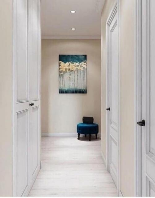 Прихожая, просвечивающая своим светом, декорирована несколькими яркими элементами.