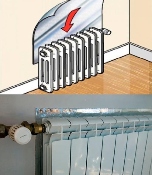 Установка теплоизолирующего экрана за радиатором поможет значительно улучшить тепловой комфорт в комнате.