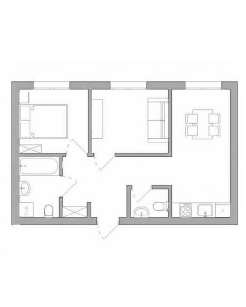 Двух комнатная квартира площадью 50 кв. 08