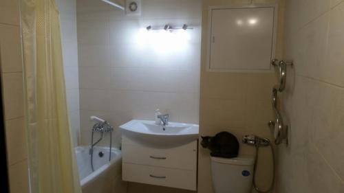 Вот так мы оформили санузел, в спокойных тонах. 05