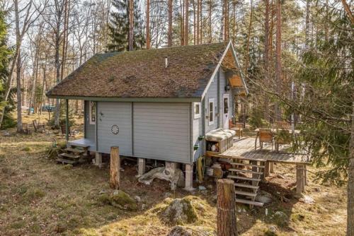 Такая избушка на сваях построена в Карелии, площадь всего 40 кв. 01