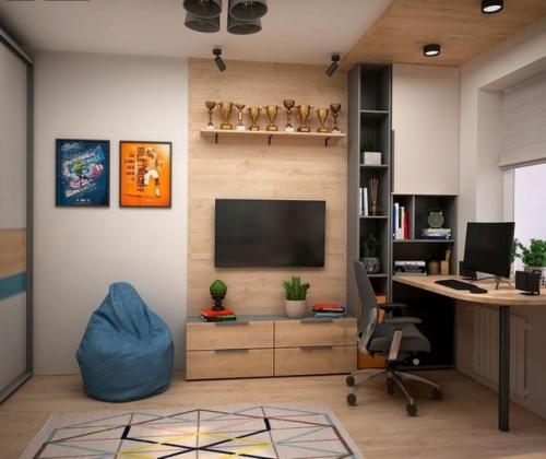 Предлагается организация небольшой комнаты для подростка - парня. 04