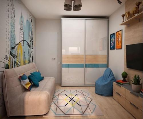 Предлагается организация небольшой комнаты для подростка - парня. 03