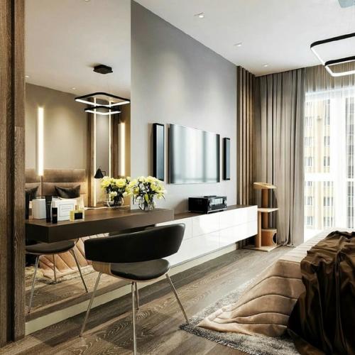 Дизайн проект спальни с лоджией и рабочим уголком. 02