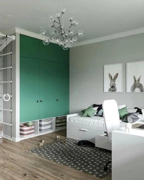 Стильный интерьер в деткой комнате, подходит, как для подростков, так и младше.