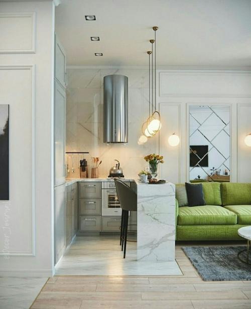 Кухня - гостиная светло и свежо. 05