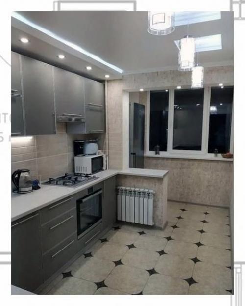 Сделали себе такую кухню совмещенную с лоджией. 01