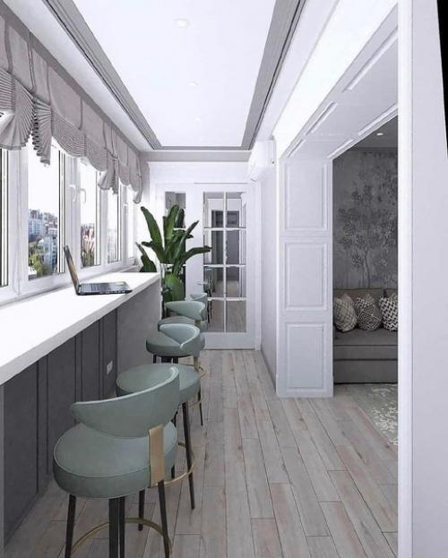 Мы объединили сразу три составляющих, кухню, лоджию и гостинную. 02