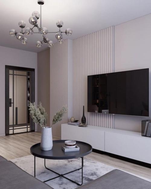 Отличное оформление гостиной в современном стиле. 01