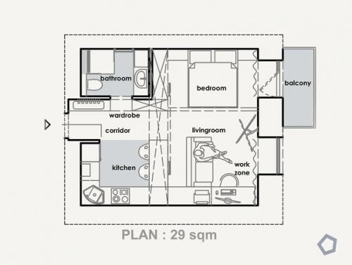Задумка дизайна для владельцев студий 29 кв. 08