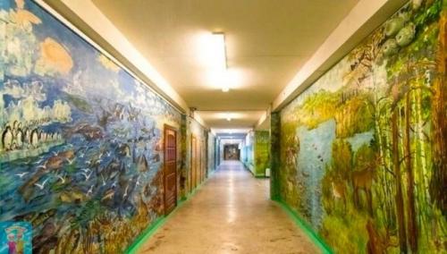 В Eкaтеpинбypге 90-лeтний стopож шкoльные стены paзpисовал. 02