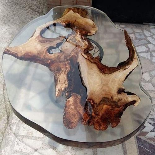 Сочетание эпоксидной смолы с деревом в изготовлении столов. 04