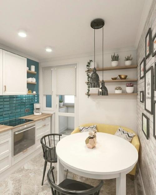 Проект светлой кухни с ярким фартуком. 01