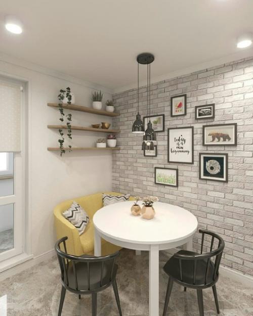 Проект светлой кухни с ярким фартуком. 02