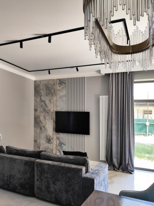 Гостиная зона с телевизором в стиле современная классика. 02