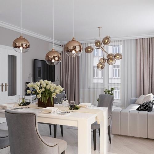 Кухня и гостиная в едином стиле. 04