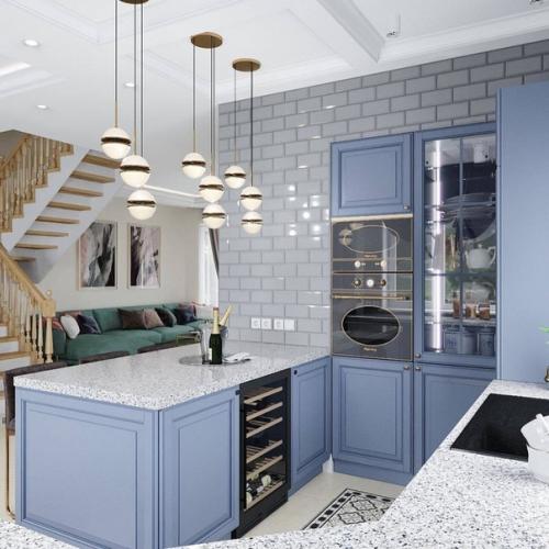 Кухня, совмещенная с гостиной в частном доме. 04