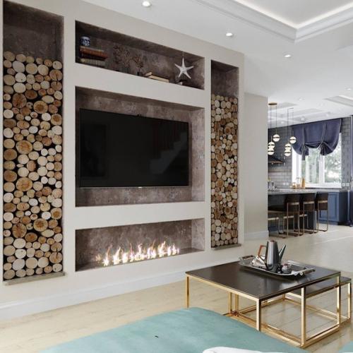 Кухня, совмещенная с гостиной в частном доме.