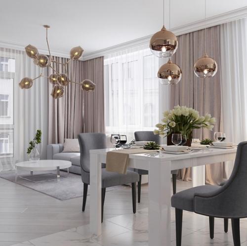 Кухня и гостиная в едином стиле. 01