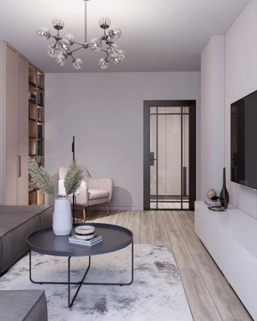 Красивое оформление гостиной комнаты в современном стиле. 02