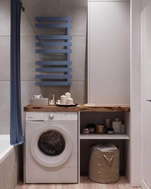 Дизайн - проект ванной комнаты в сером цвете.