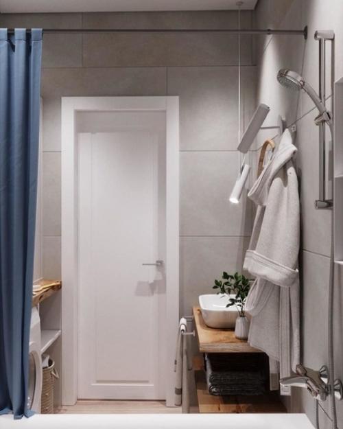 Дизайн - проект ванной комнаты в сером цвете. 02