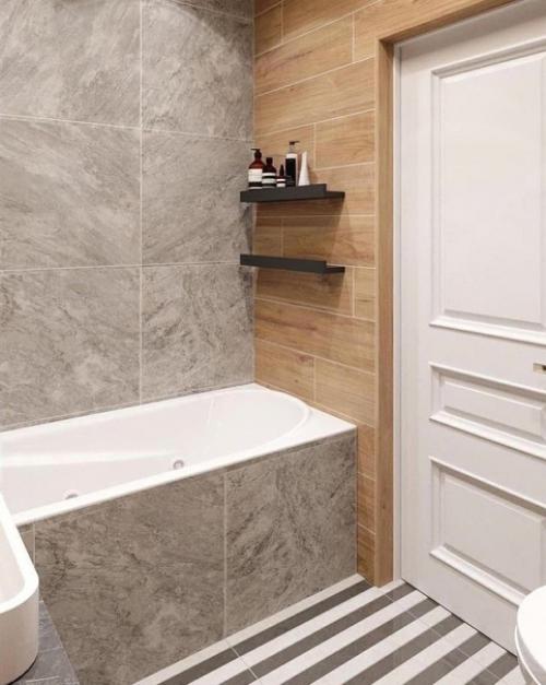 Совмещенный санузел, сделанный в современном стиле с помощью дизайнеров. 03