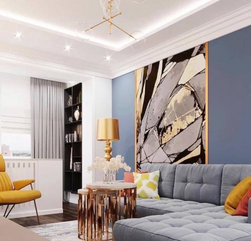 Очень яркая и симпатичная гостиная комната, не все такое придётся по вкусу. 01