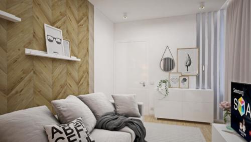 Интерьер гостиной в светлых тонах. 01