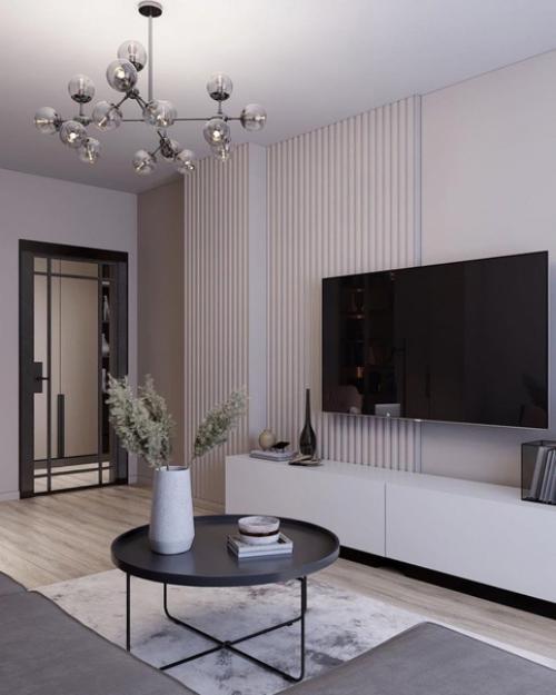 Красивое оформление гостиной комнаты в современном стиле. 01
