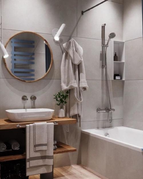 Дизайн - проект ванной комнаты в сером цвете. 03