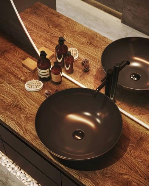 Создайте уютную и функциональную ванную комнату, сделанную в теплых тонах. 07