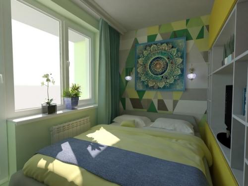 Дизайн - проект спальни - гостиной в 1-к квартире 26, 7 кв. 01