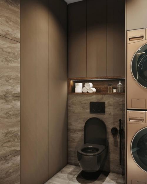 Создайте уютную и функциональную ванную комнату, сделанную в теплых тонах. 05