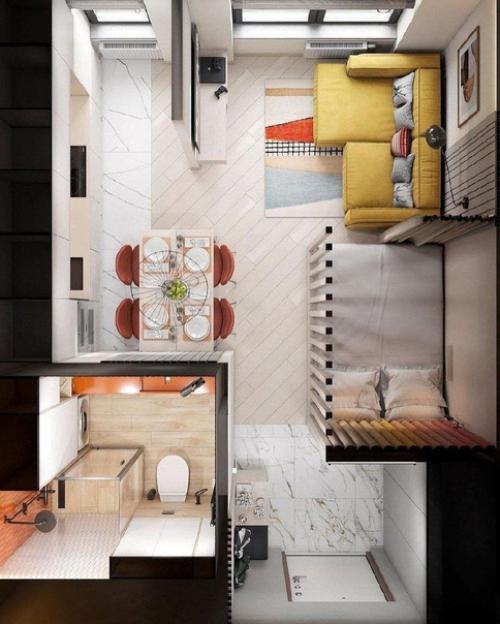 Проект квартиры - студии с площадью 27 кв. 08