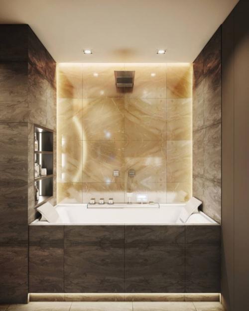 Создайте уютную и функциональную ванную комнату, сделанную в теплых тонах. 01