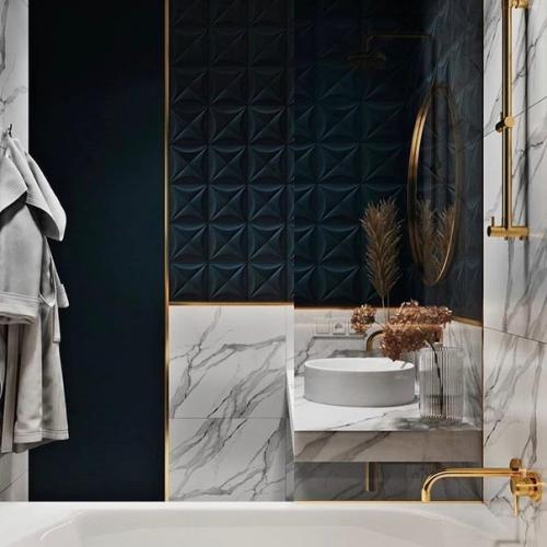 Насыщенный синий цвет в санузле. 02