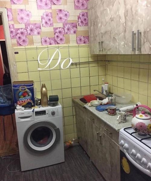 Нами был проведён ремонт нашей кухни.