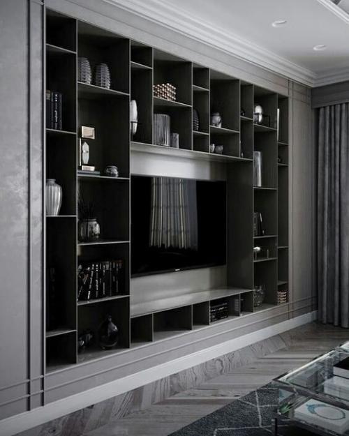 Подобрали несколько вариантов оформления зоны тв. 07