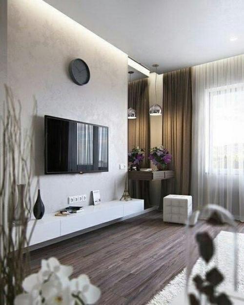 Подобрали несколько вариантов оформления зоны тв. 09