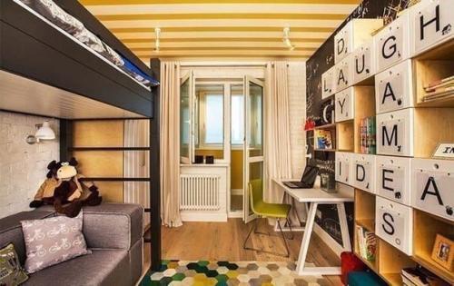 Вариант оформления детской комнаты, которую легко трансформировать в детскую для двух детей. 05