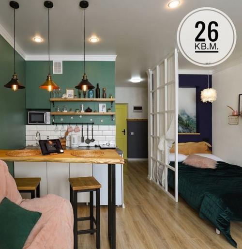 Хороший проект студии в 26 кв.